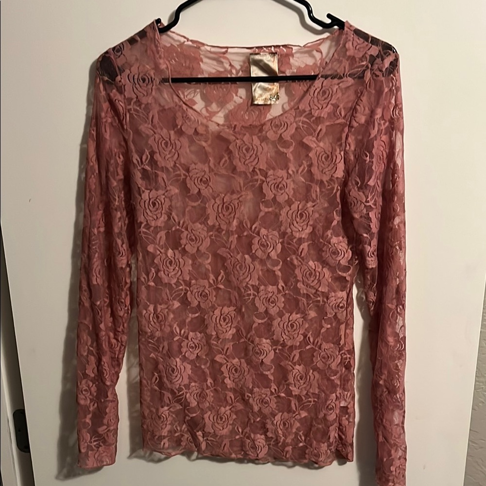 Floral Lace Blouse in Rose by [Brand]